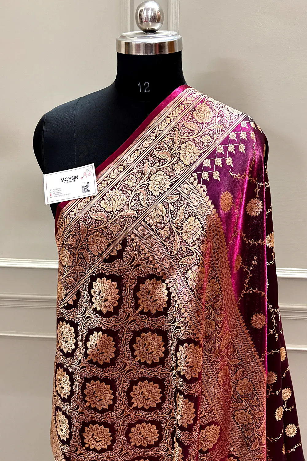 Wine Zari Katan Silk Banarasi Saree