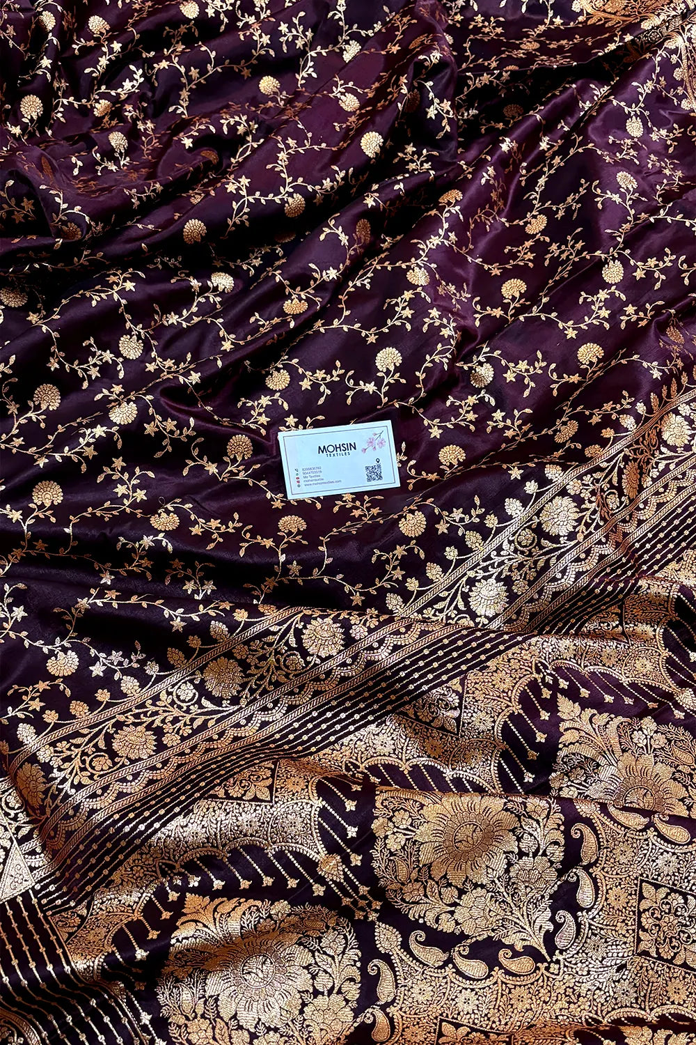Wine Zari Katan Silk Banarasi Saree