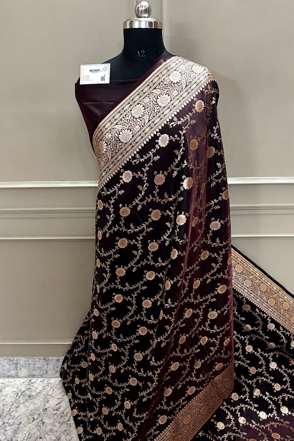 Wine Zari Katan Silk Banarasi Saree