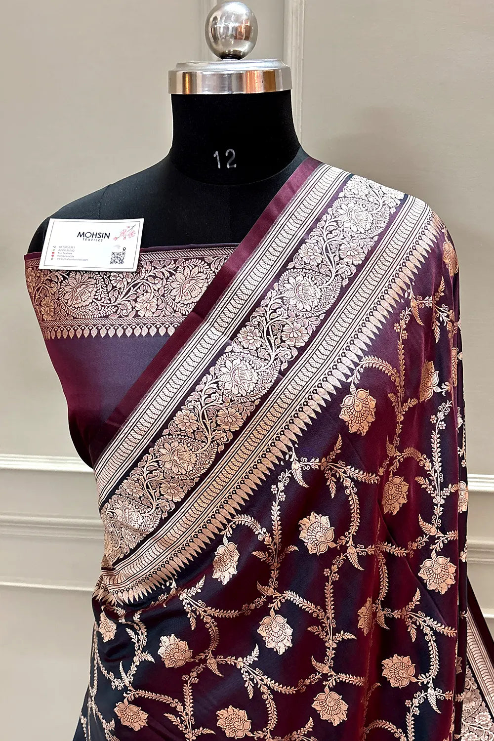 Wine Zari Katan Silk Banarasi Saree