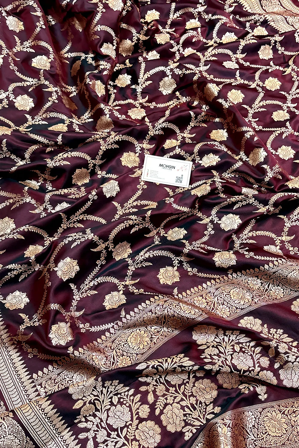 Wine Zari Katan Silk Banarasi Saree