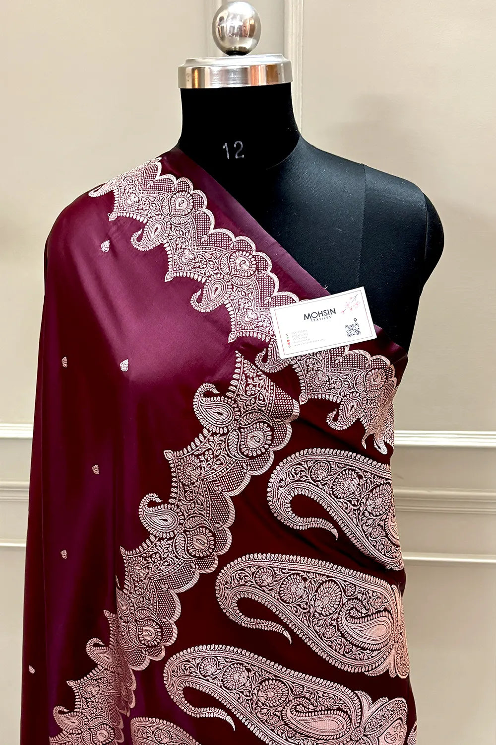 Wine Zari Katan Silk Banarasi Saree