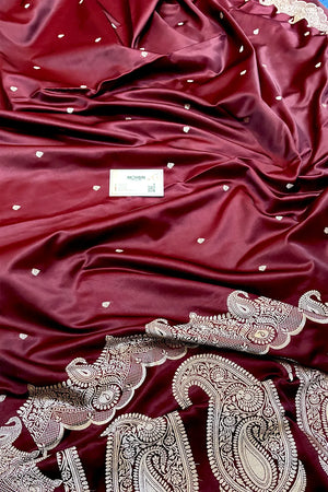 Wine Zari Katan Silk Banarasi Saree