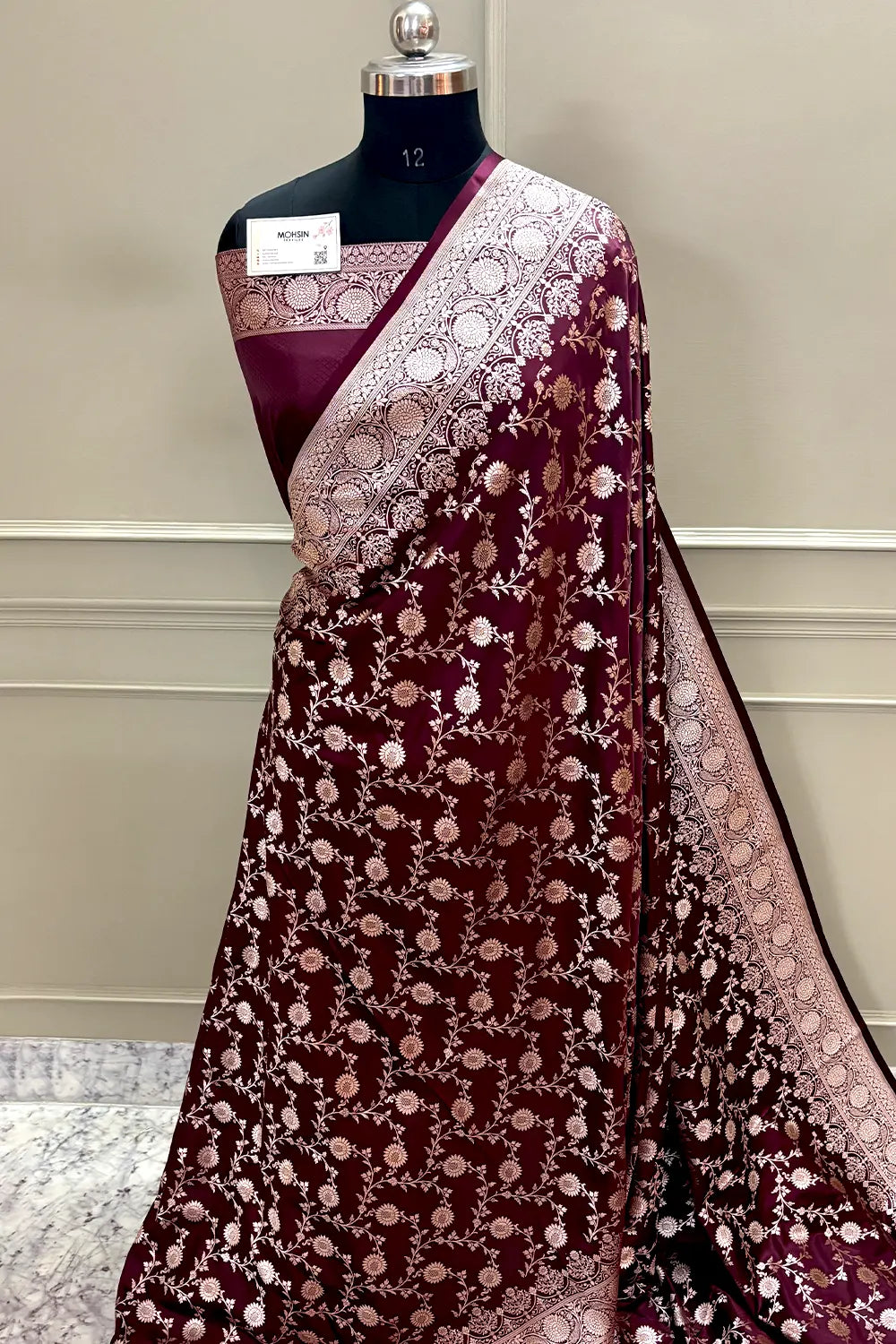 Wine Zari Katan Silk Banarasi Saree