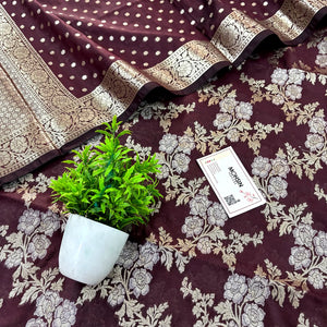 Wine Zari Katan Silk Banarasi Suit