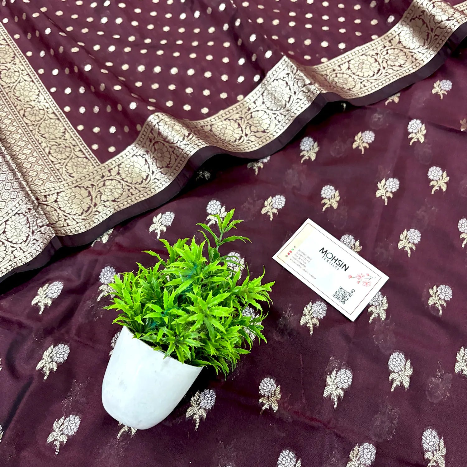 Wine Zari Katan Silk Banarasi Suit