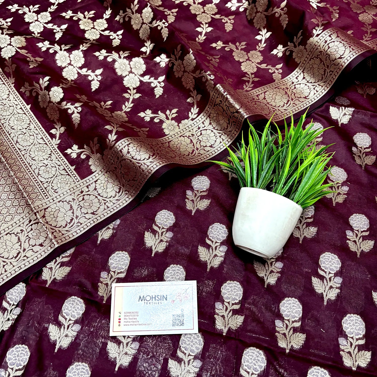 Wine Zari Katan Silk Banarasi Suit