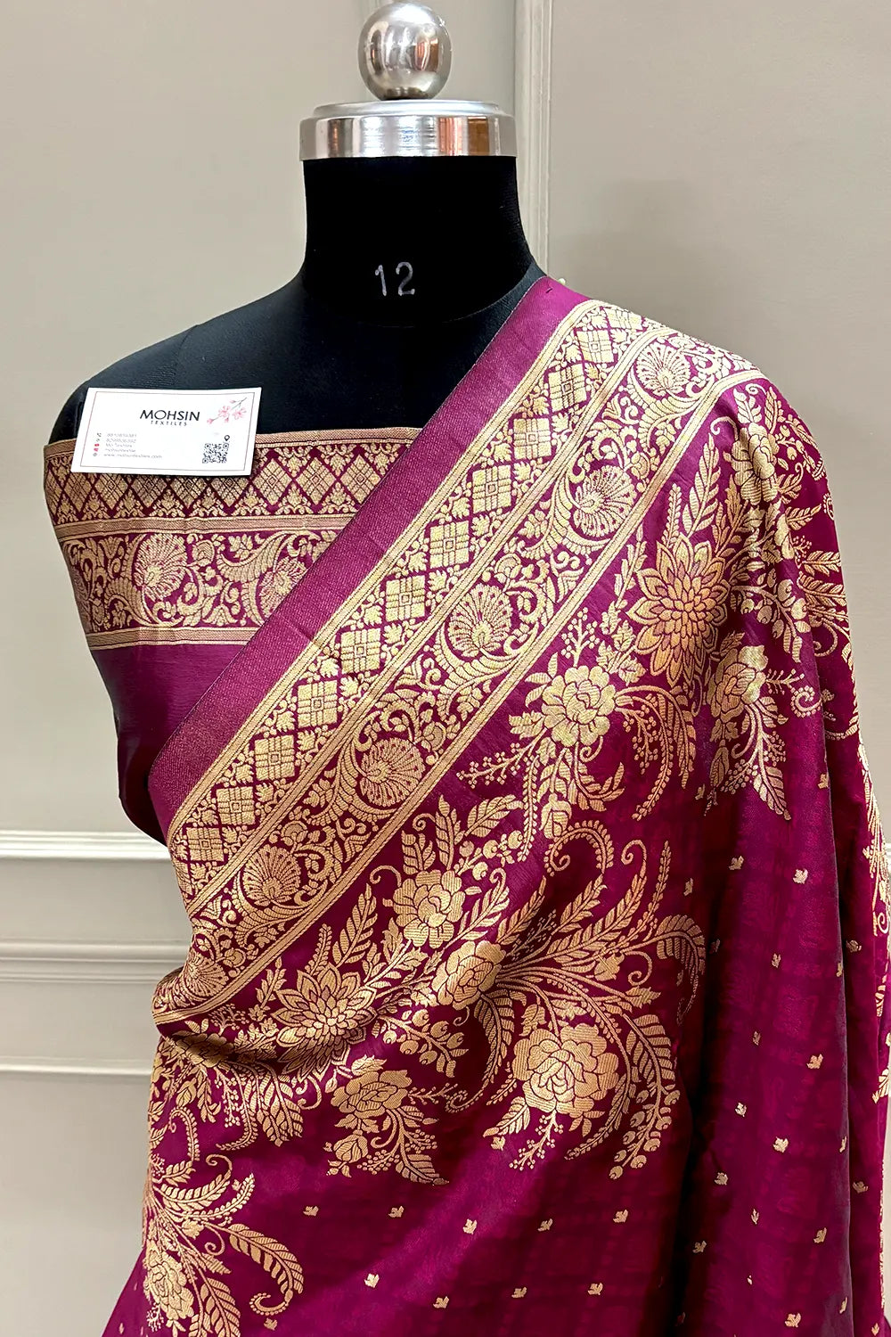 Wine Zari Silk Banarasi Saree