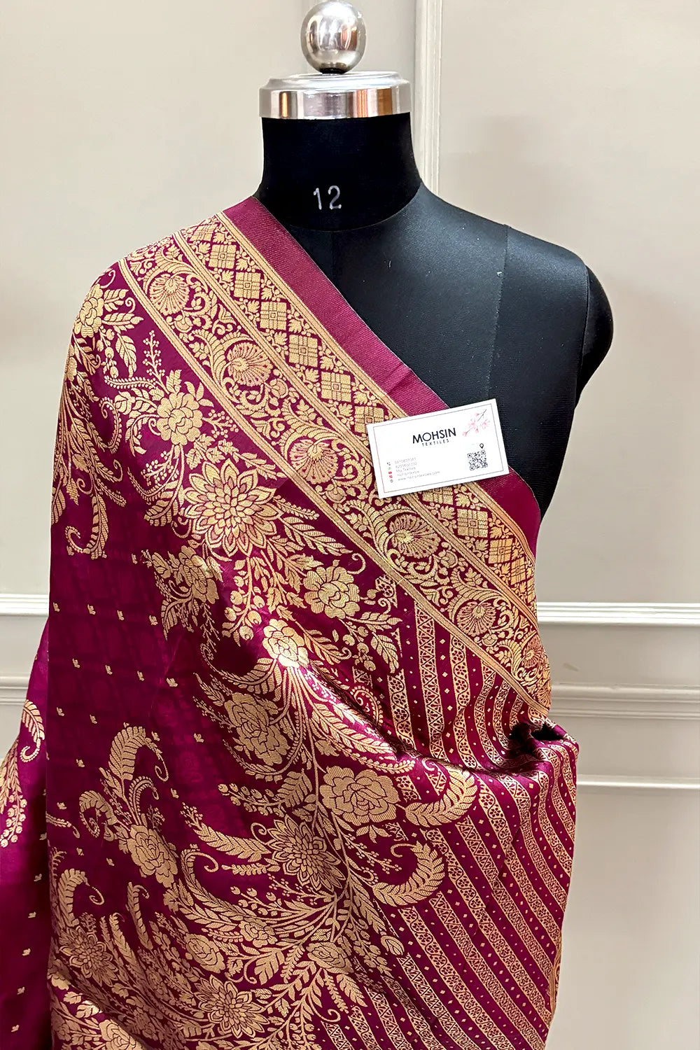 Wine Zari Silk Banarasi Saree