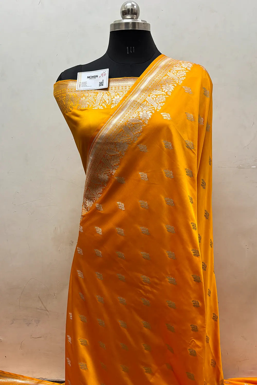 Yellow Aatari Buti Katan Silk Banarasi Saree
