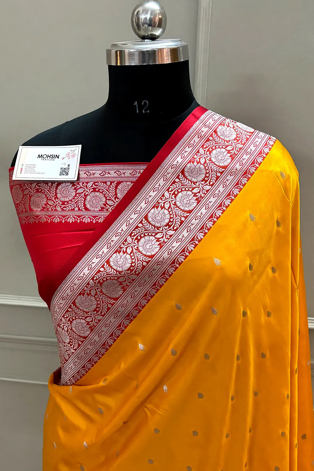 Yellow and Red Zari Katan Silk Banarasi Saree