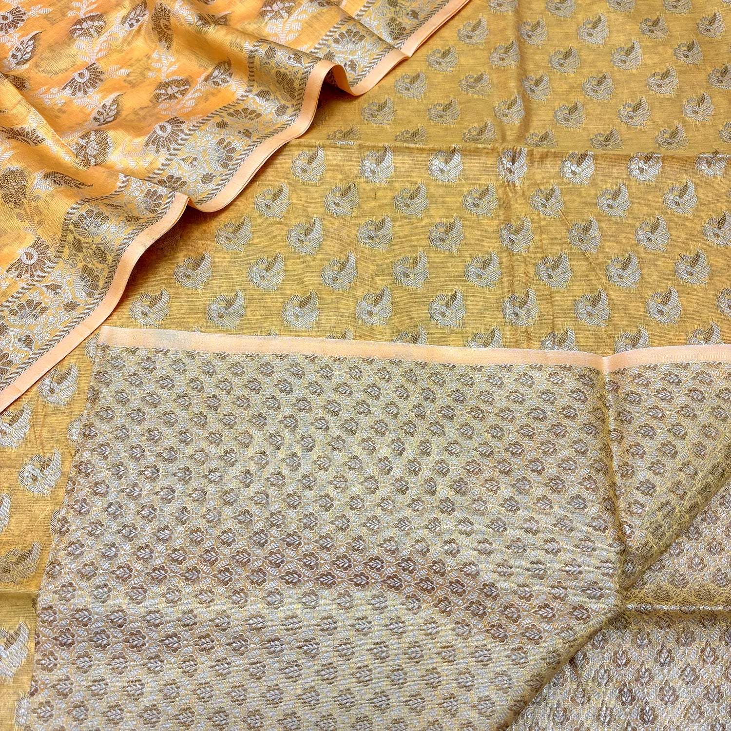 Yellow Angoori Kalli Cotton Silk Banarasi Suit