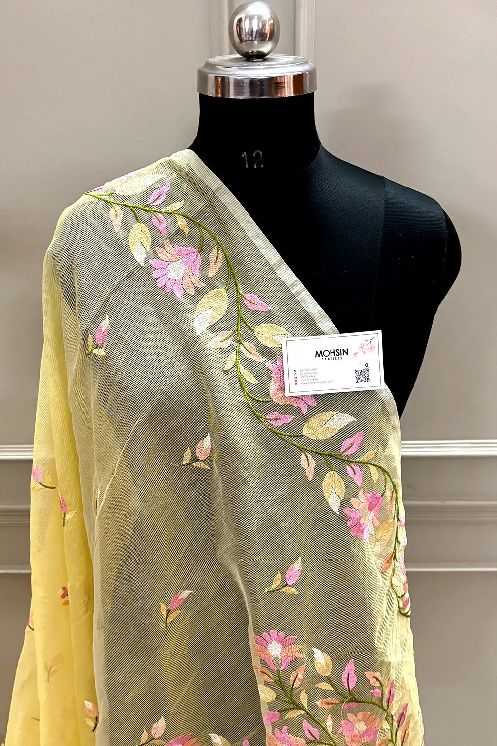 Yellow Embroidery Net Banarasi Saree
