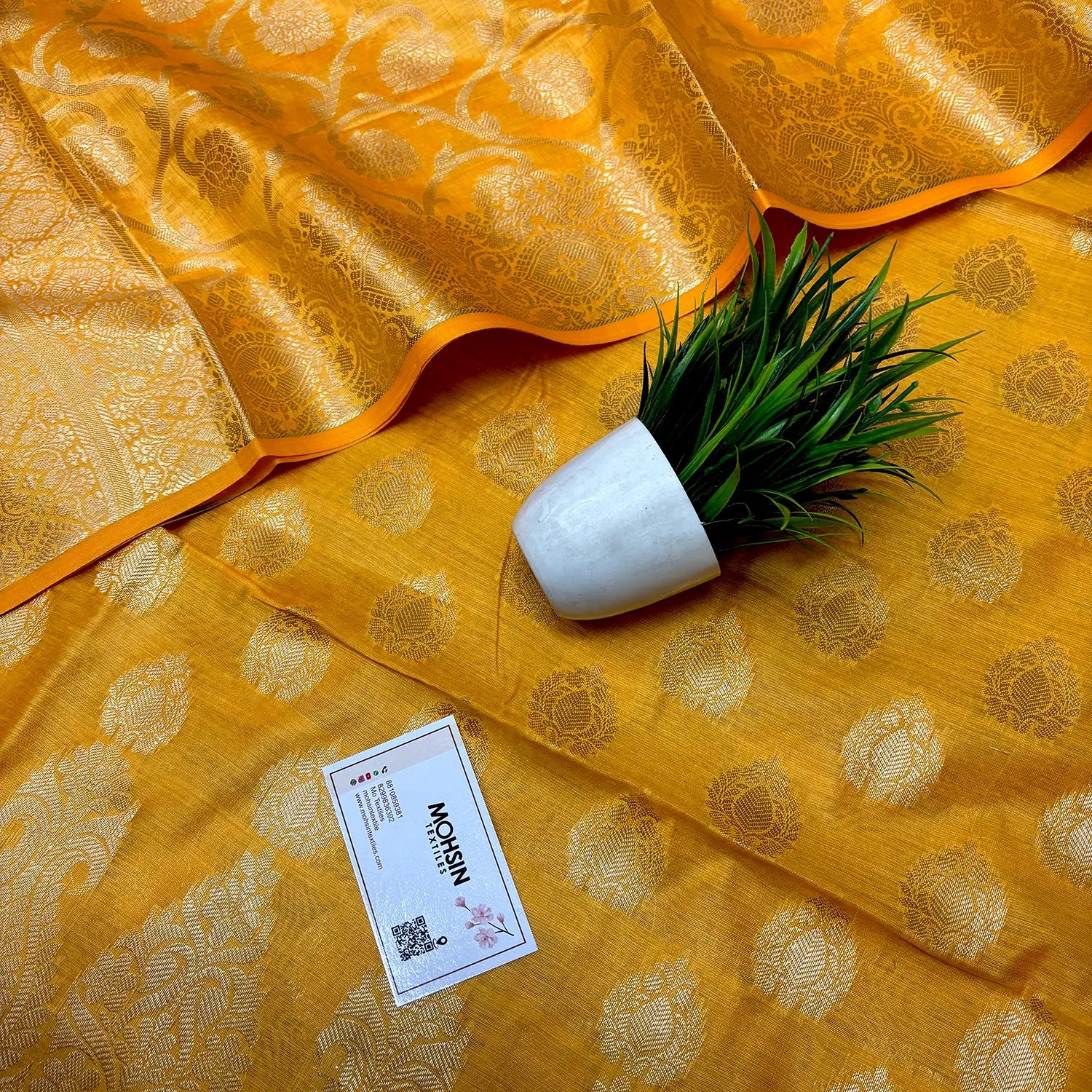 Yellow Kalgha Buti Banarasi Silk Suit