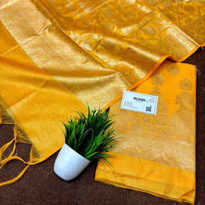 Yellow Kalgha Buti Banarasi Silk Suit