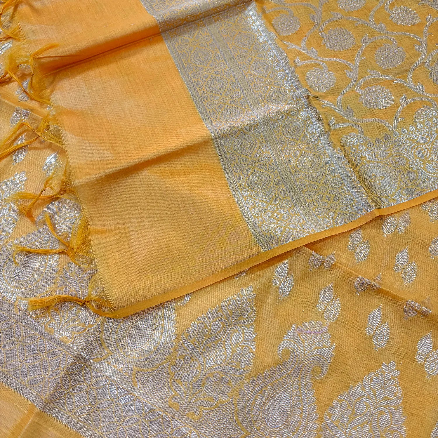Yellow Kalgha Lau Banarasi Silk Suit