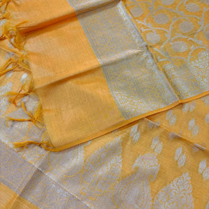Yellow Kalgha Lau Banarasi Silk Suit