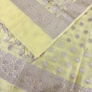 Yellow Kiyari Satin Silk Banarasi Suit