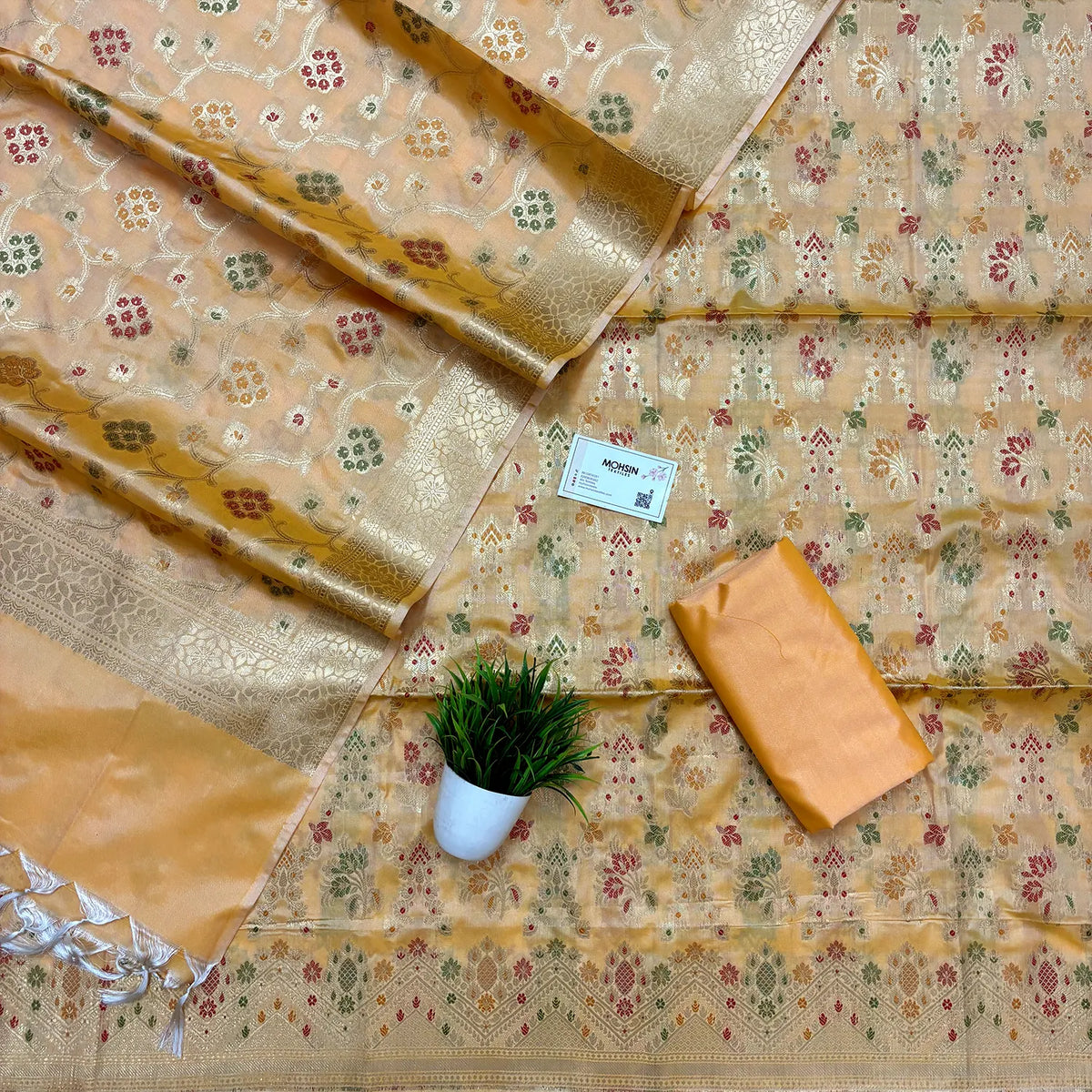 Yellow Meenakari Katan Silk Banarasi Suit