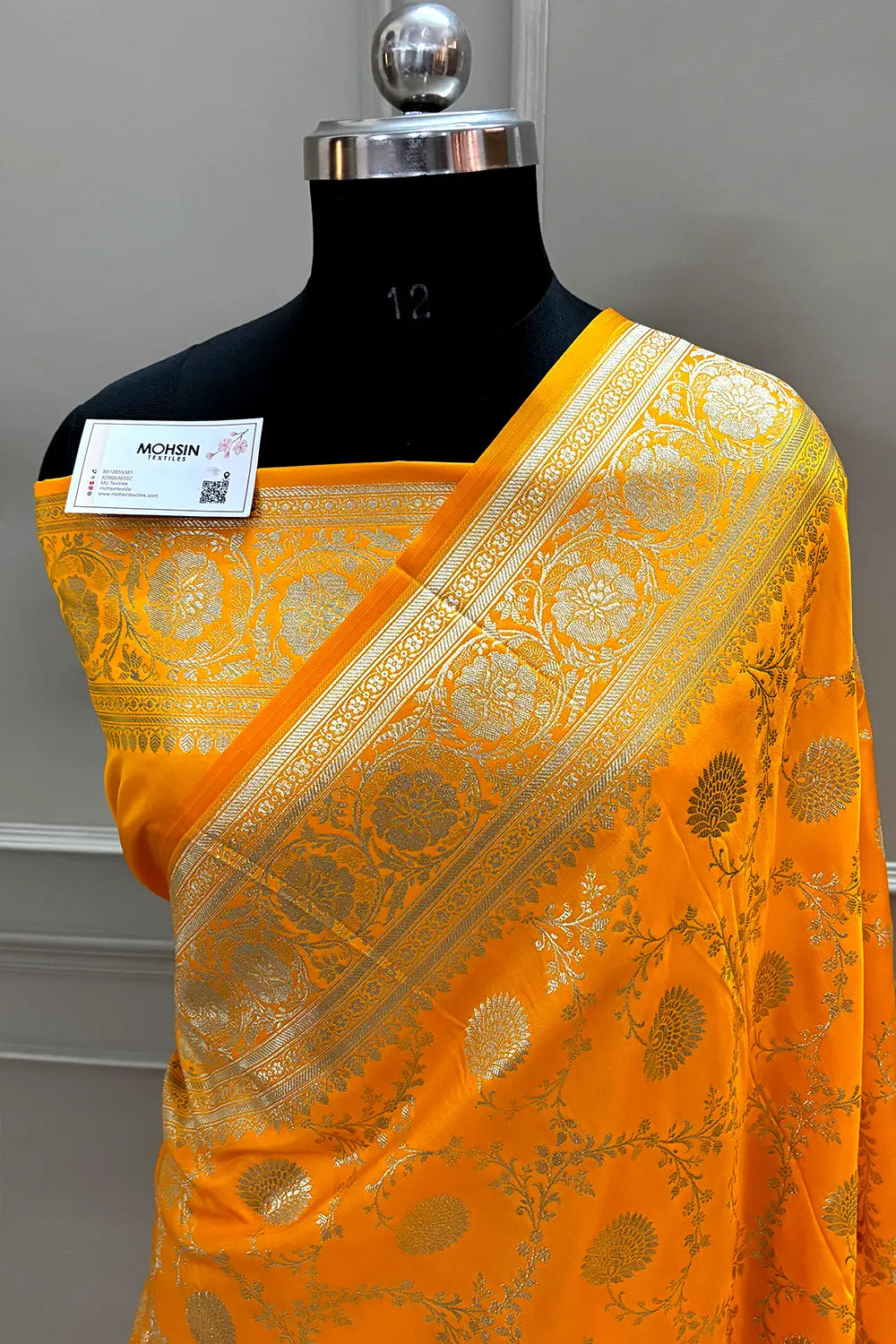 Yellow Pankhuri Jaal Katan Silk Banarasi Saree – Mohsin Textiles