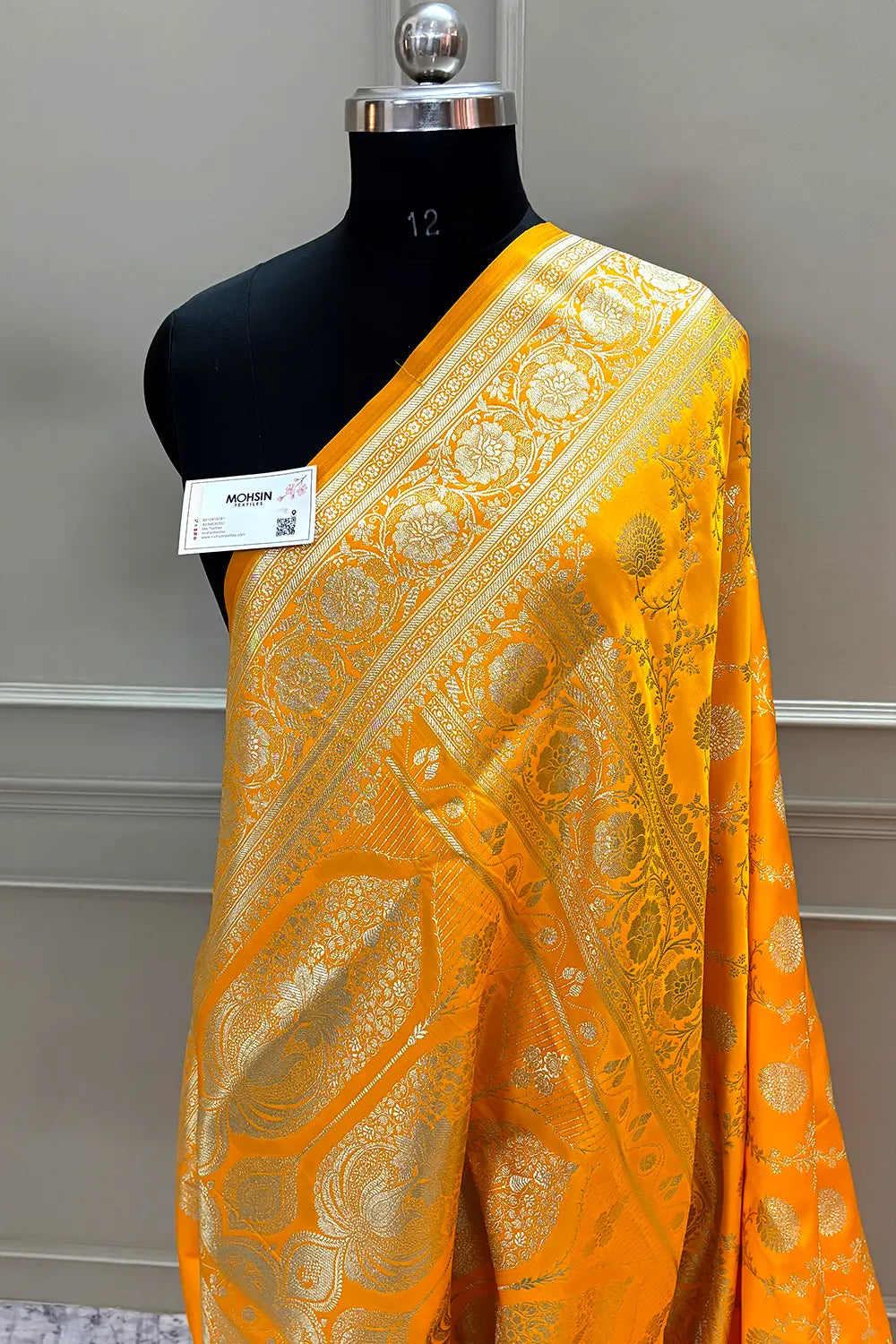 Yellow Pankhuri Jaal Katan Silk Banarasi Saree