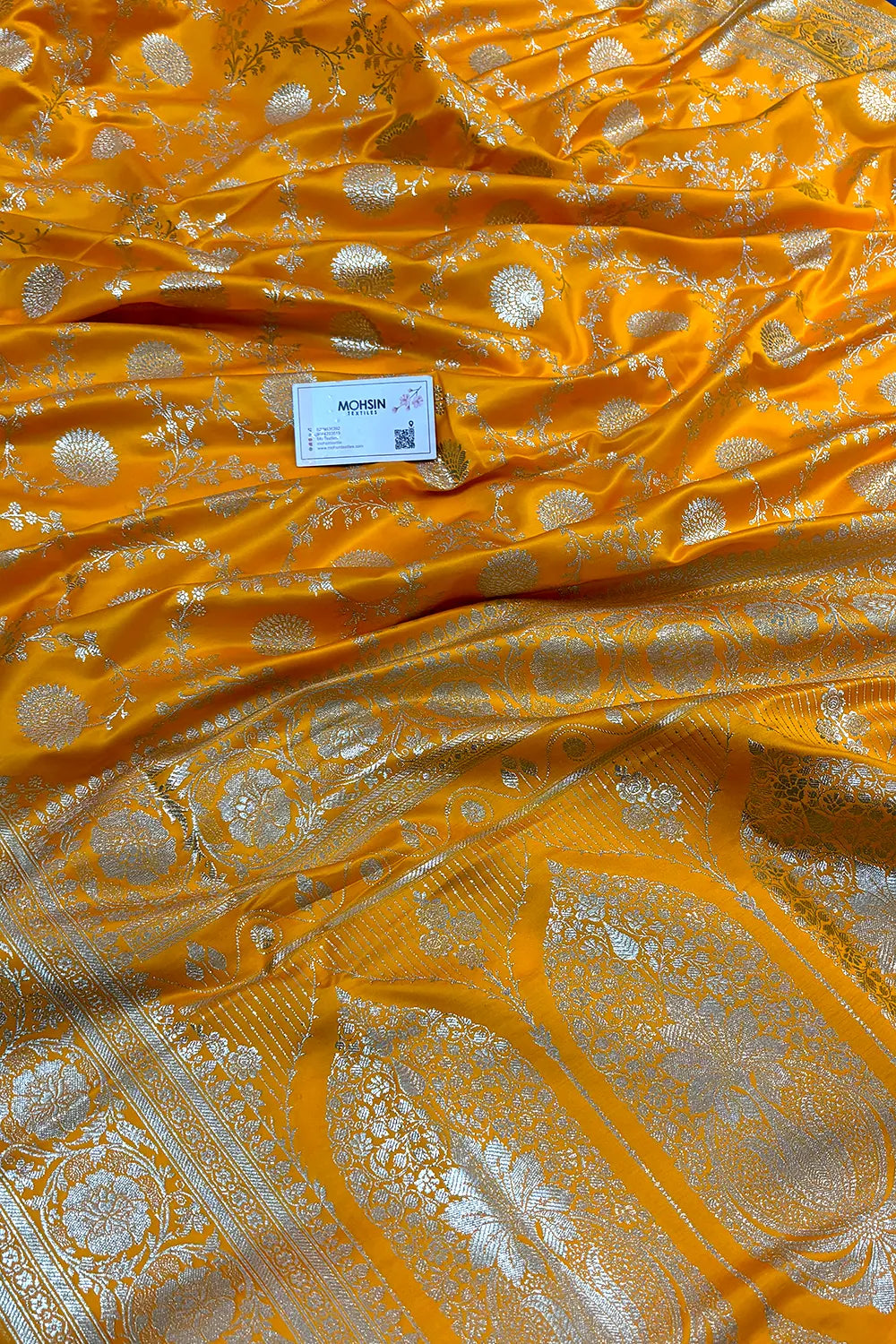 Yellow Pankhuri Jaal Katan Silk Banarasi Saree