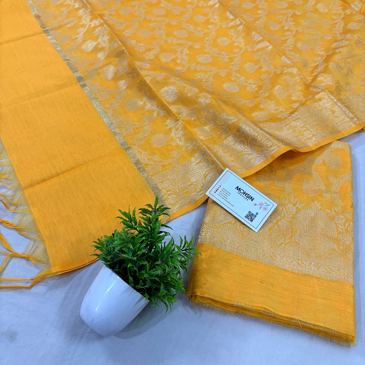 Yellow Persian Jaal Banarasi Silk Suit 