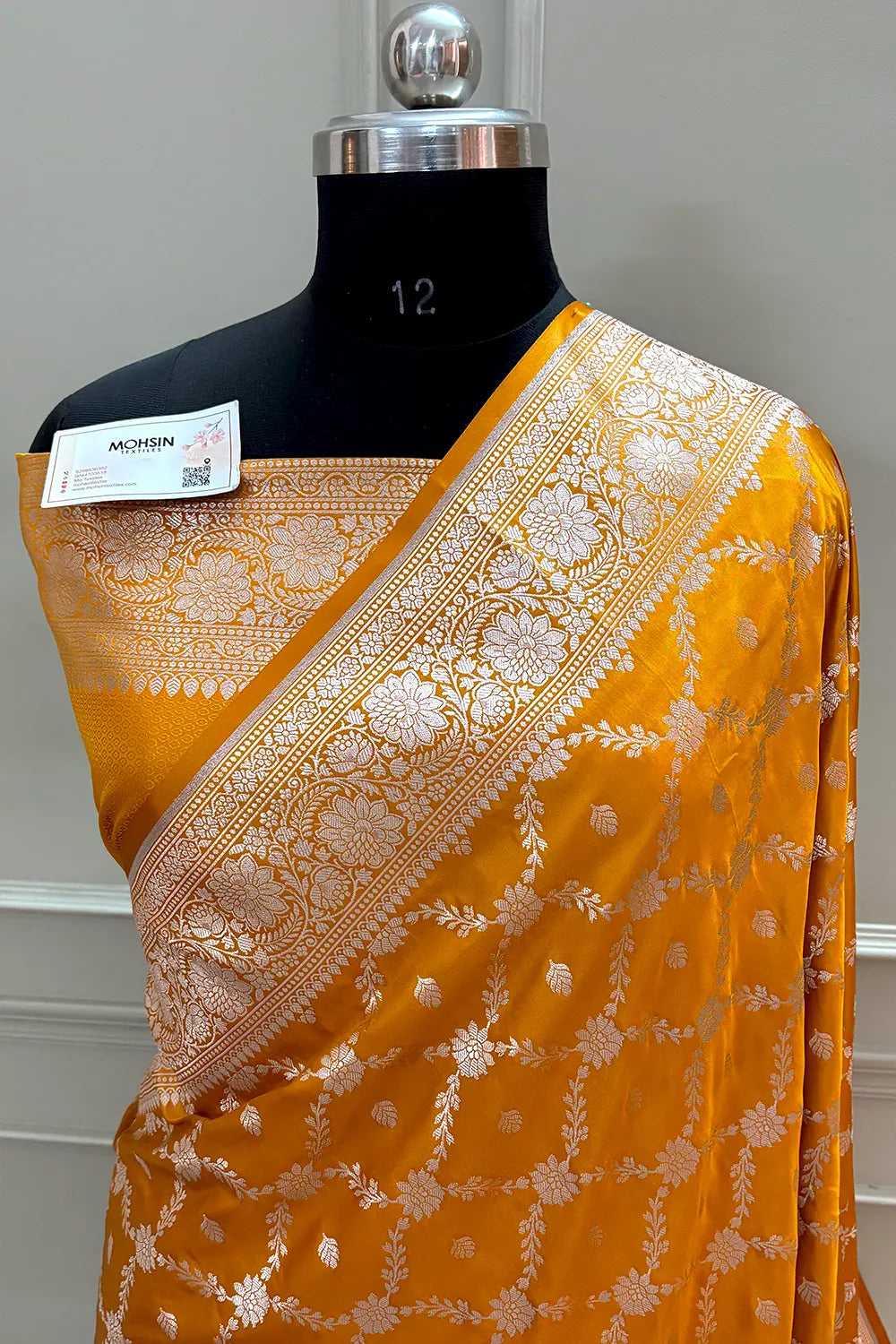 Yellow Qaidi Buti Katan Silk Banarasi Saree
