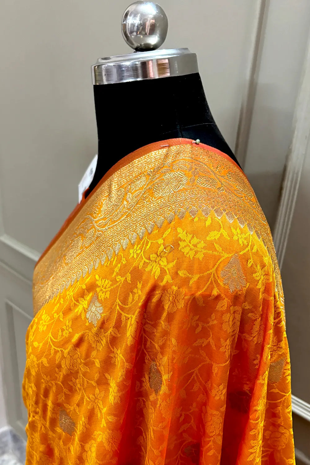 Yellow Resham Banarasi Silk Saree