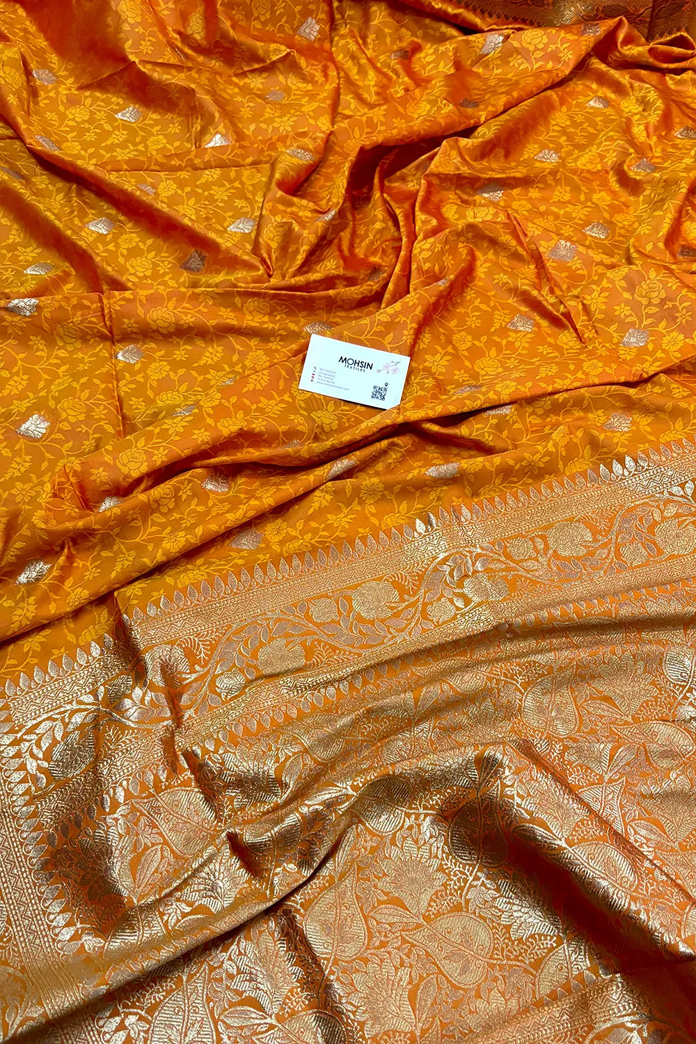 Yellow Resham Banarasi Silk Saree