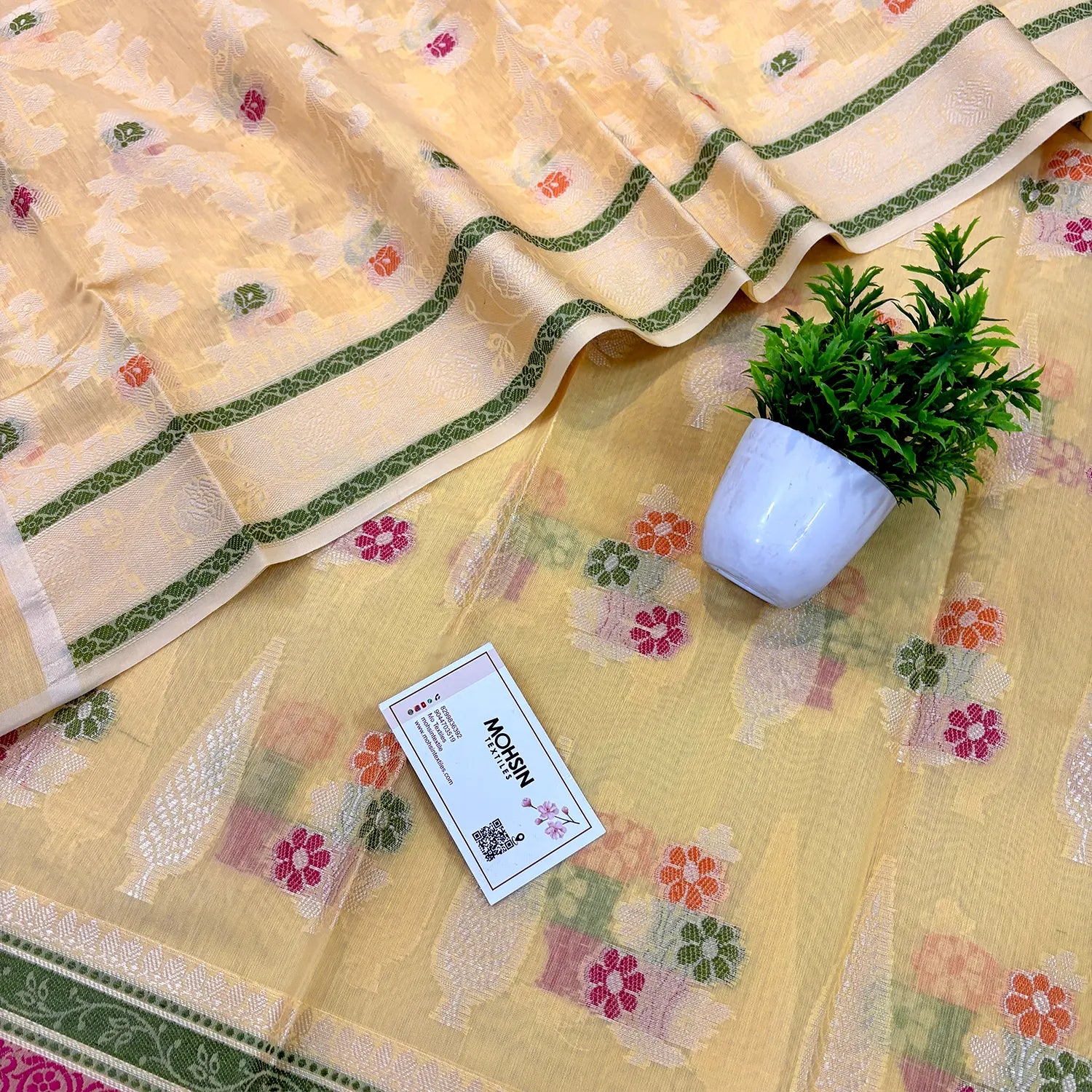 Yellow Resham Banarasi Silk Suit