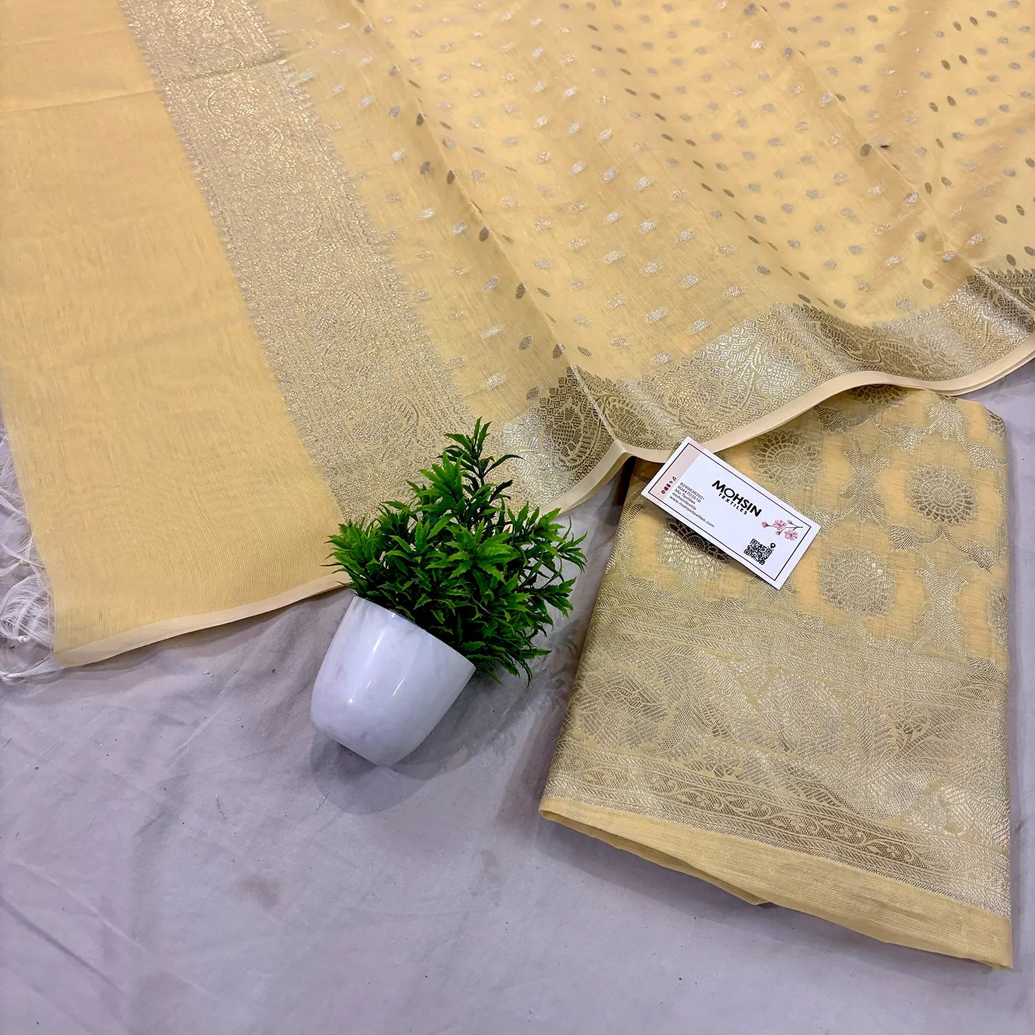Yellow Resham Banarasi Silk Suit