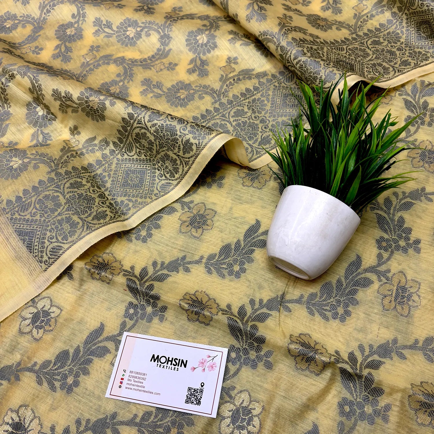 Yellow Resham Banarasi Silk Suit