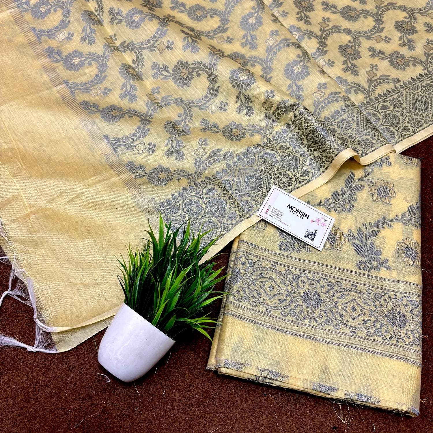 Yellow Resham Banarasi Silk Suit