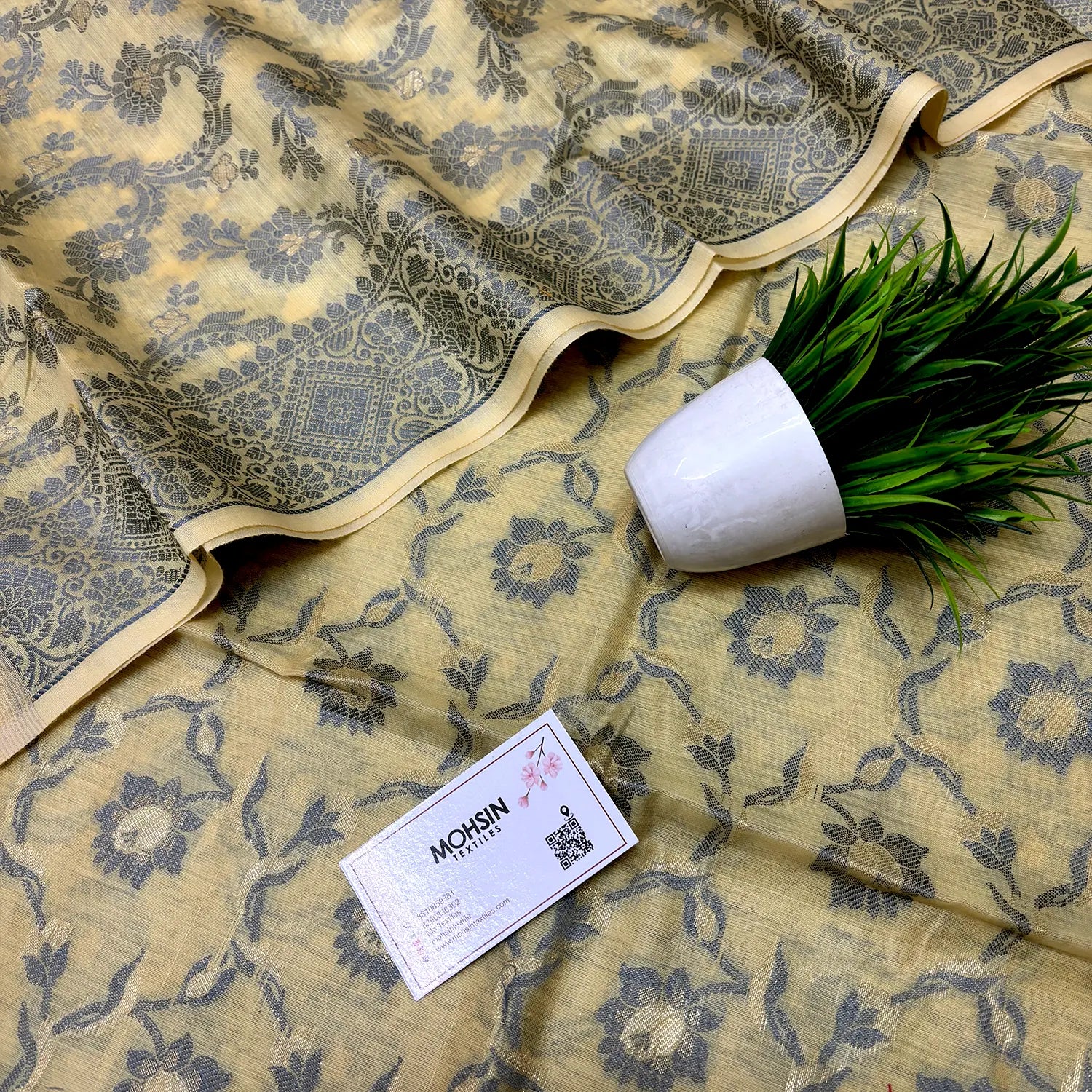 Yellow Resham Banarasi Silk Suit