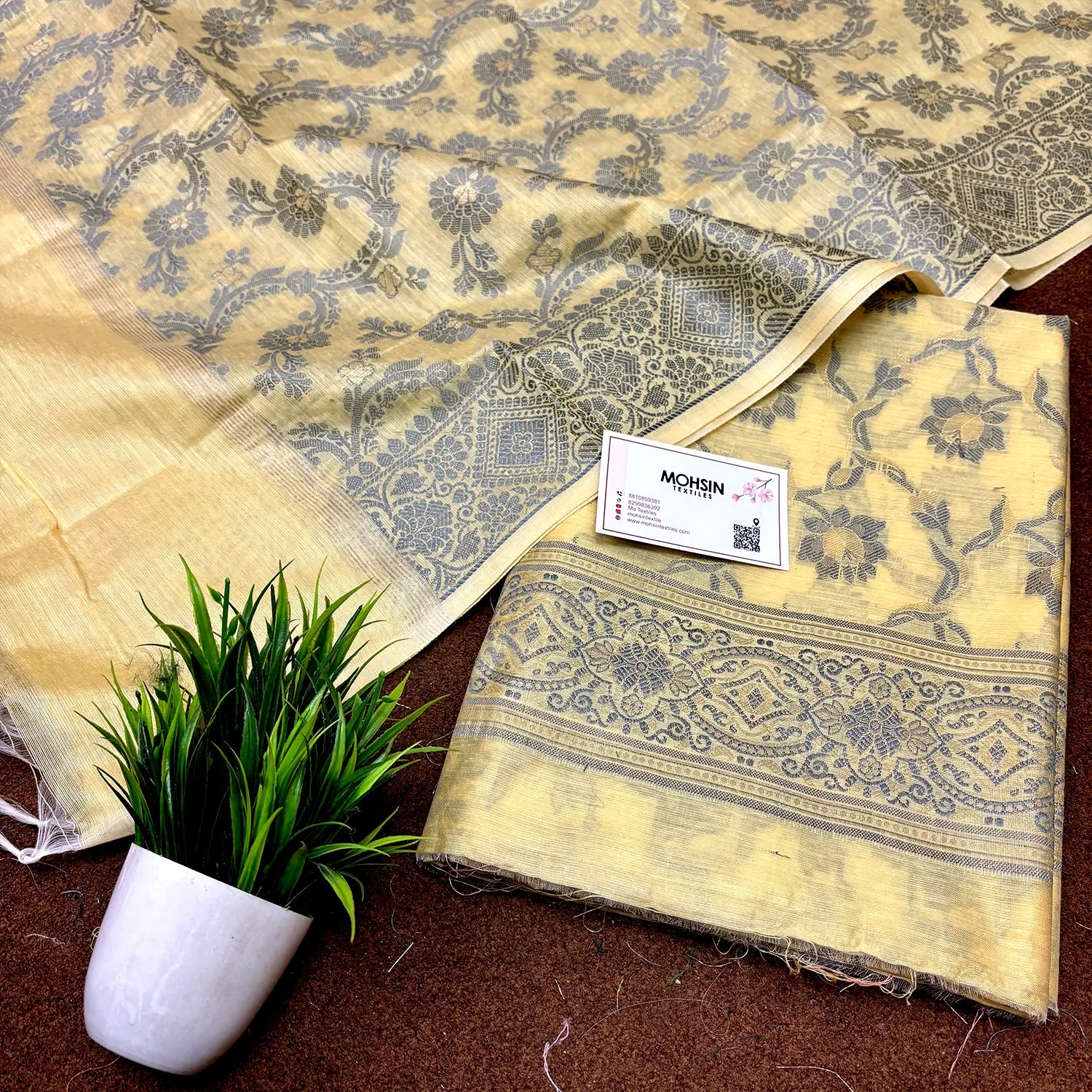 Yellow Resham Banarasi Silk Suit