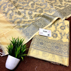 Yellow Resham Banarasi Silk Suit