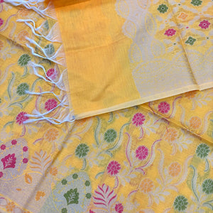 Yellow Resham Banarasi Silk Suit