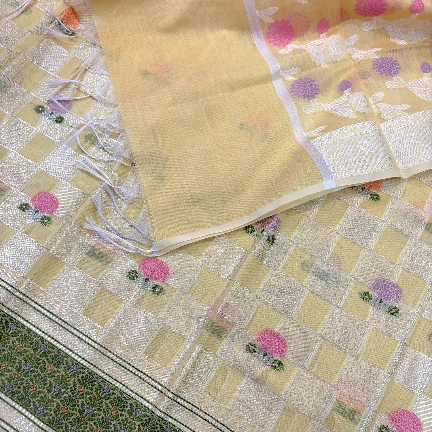 Yellow Resham Banarasi Silk Suit