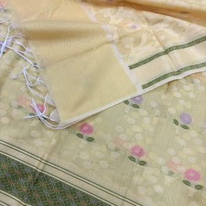 Yellow Resham Banarasi Silk Suit