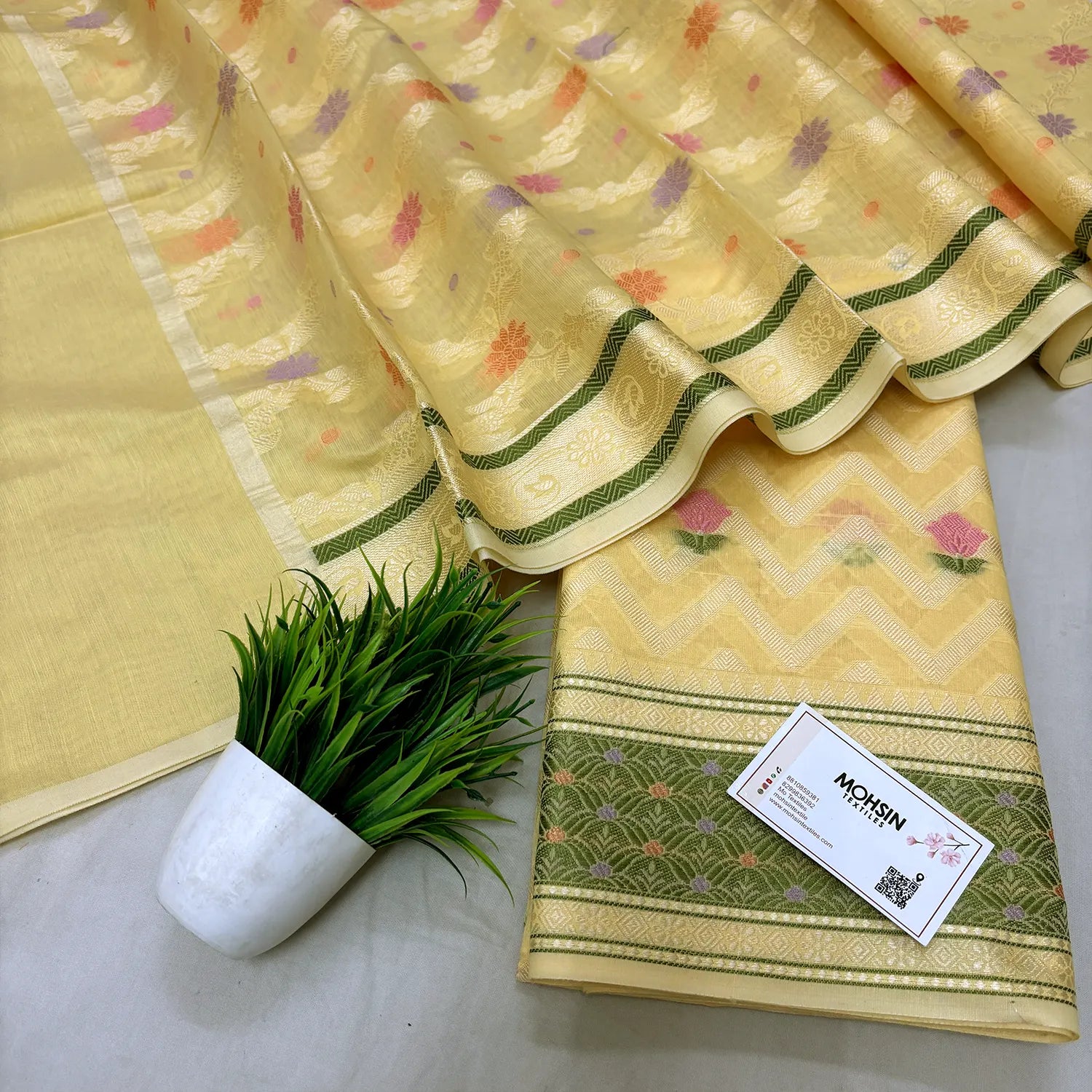 Yellow Resham Banarasi Silk Suit