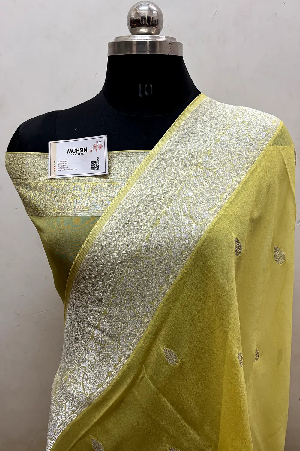 Yellow Rupa Buti Pure Viscose Georgette Silk Banarasi Saree