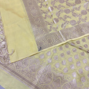 Yellow Singhasan Buti Satin Silk Banarasi Suit