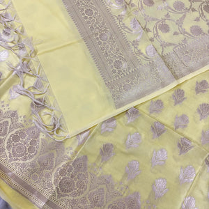 Yellow Singhasan Vilas Satin Silk Banarasi Suit