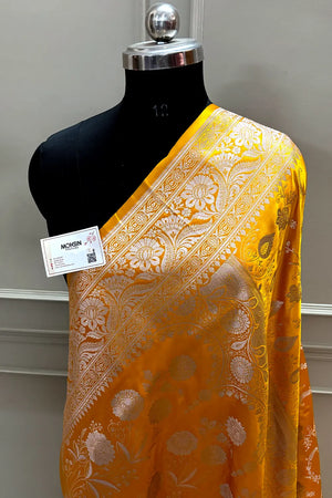 Yellow Suhani Jaal Katan Silk Banarasi Saree
