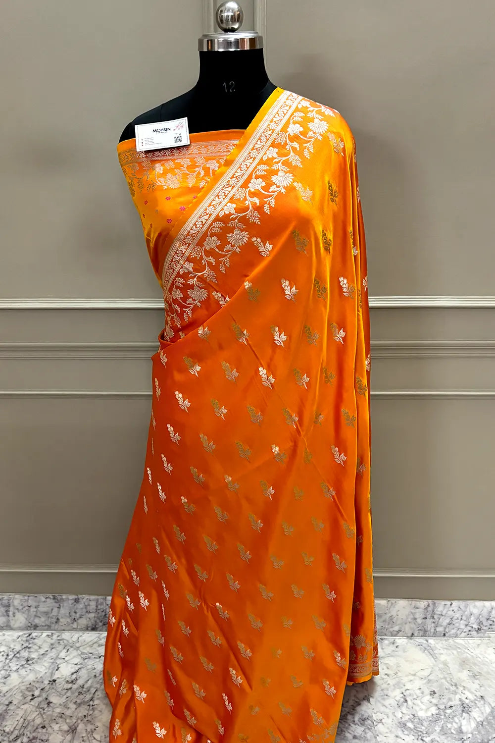 Orange Tejo Katan Silk Banarasi Saree