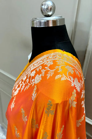 Orange Tejo Katan Silk Banarasi Saree