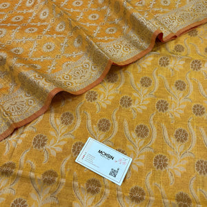 Yellow Yoga Jaal Cotton Silk Banarasi Suit