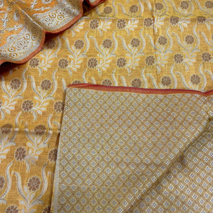 Yellow Yoga Jaal Cotton Silk Banarasi Suit