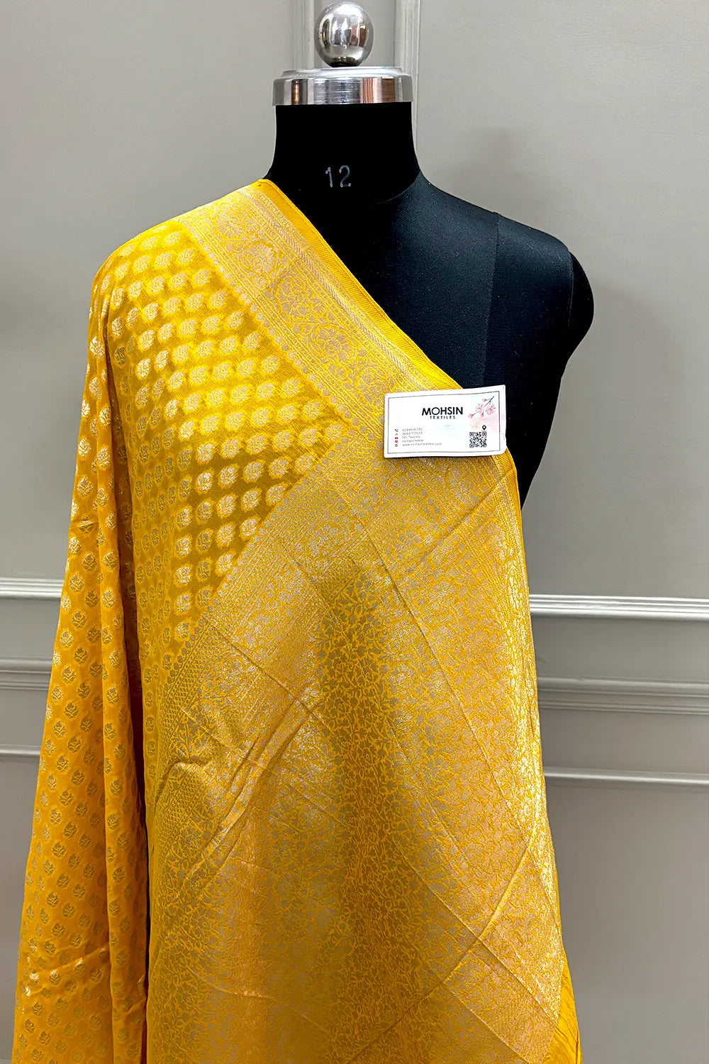 Yellow Zari Georgette Silk Banarasi Saree